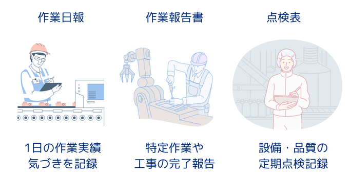 作業日報、作業報告書、点検表のちがい(製造業でよく使われる帳票)
