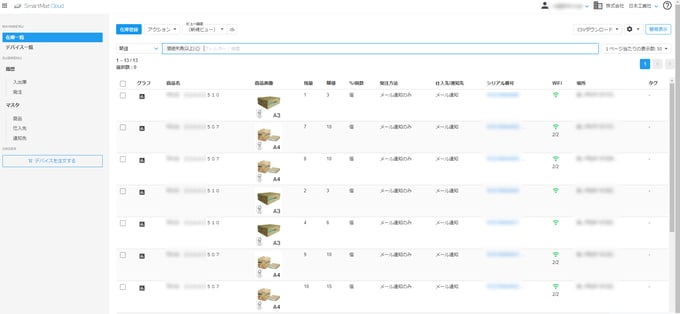 オフィス消耗品の管理画面