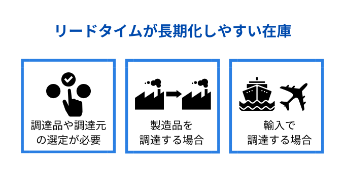 リードタイムが長期化しやすい在庫