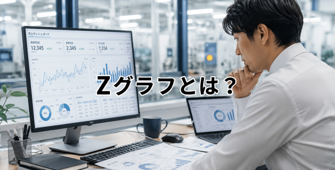 製造業の担当者が売上ダッシュボードの折れ線グラフをデータ分析｜Zグラフ活用